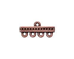 TierraCast Antique Copper (plated) 1-4 Beaded Bar 21x10mm