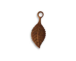 Vintaj Artisan Copper Spring Green Leaf Charm 9x22mm