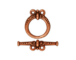 TierraCast Antique Copper (plated) Heirloom 2-Loop Toggle Clasp 18x15, 24mm