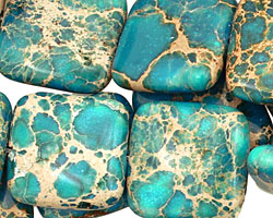 Ocean Blue Impression Jasper Puff Square 20mm