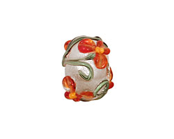 Grace Lampwork Vermilion Flower Rondelle 9x14mm