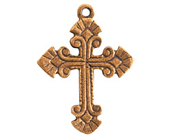 Nunn Design Antique Gold (plated) Large Ornate Cross Charm 26x35mm