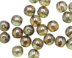 Czech Glass Luster Transparent Green Round 8mm