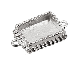 Nunn Design Sterling Silver (plated) Mini Ornate Rectangle Bezel Link 24x14mm