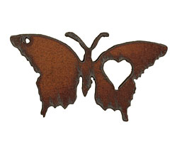 The Lipstick Ranch Rusted Iron Love Butterfly Pendant 37x70mm