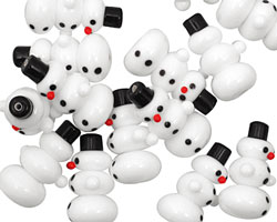 Czech Glass White Snowman 27x17mm