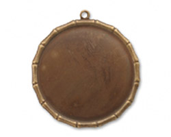 Vintaj Natural Brass Large Bamboo Circle Bezel Pendant 40mm