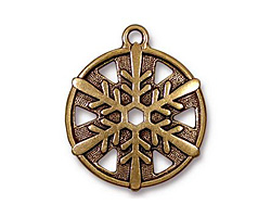 TierraCast Antique Gold (plated) Snowflake Drop 24x28mm