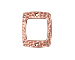 TierraCast Antique Copper (plated) Drilled Hammertone Rectangle Ring 21x18mm