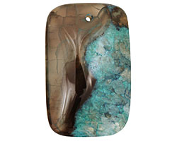 Black & Sea Green Agate Rectangle Pendant 35x55mm