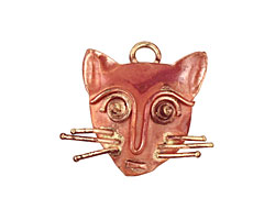 Patricia Healey Copper Cat Face Charm 26x24mm