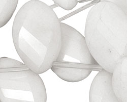 White Agate Faceted Horse Eye Drop 17x26mm