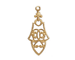 Brass Ornate Filigree Drop 15x35mm