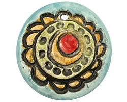 Jangles Ceramic Turquoise Flower Pendant 35-36mm