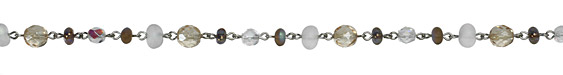 Czech Glass Champagne on Ice Silver (plated) Bead Chain