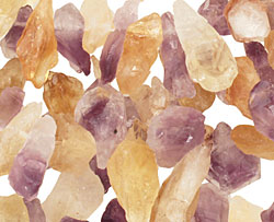 Amethyst and Citrine Rough Nugget Drop 7-12x15-30mm