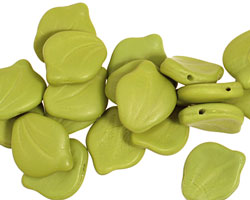 Czech Glass Wasabi Green (matte) Curved Leaf 12x14mm