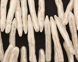 Pearly White Biwa Stick Top-Drilled 22-40mm