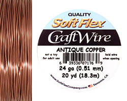 Soft Flex Non-Tarnish Antique Copper Craft Wire 24 gauge, 20 yards