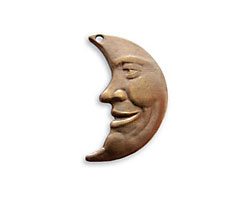 Vintaj Natural Brass Man in the Moon Pendant 16x26mm