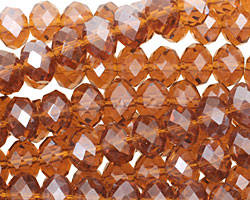 Dark Topaz Crystal Faceted Rondelle 8mm