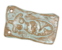 Gaea Ceramic Aqua on Tan Mermaid Pendant 32-36x54-57mm