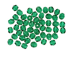 Czech Fire Polished Glass Green Emerald Round 4mm