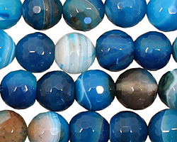 Sky Blue Line Agate Faceted Round 10mm