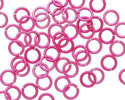 Hot Pink Enameled Copper Round Jump Ring 6.5mm, 18 gauge
