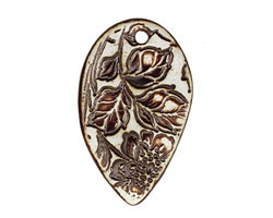 Earthenwood Studio Ceramic Oxidation Floral Scroll Leaf 27x46mm