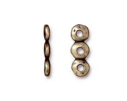 TierraCast Antique Brass (plated) Nugget 3-Hole Bar 7x19mm