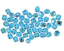 Czech Fire Polished Glass Aquamarine AB Round 4mm