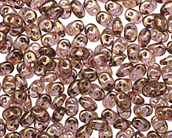 Luster Transparent Gold/Smoky Topaz SuperDuo 2x5mm Seed Bead