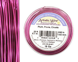 Artistic Wire Silver Plated Plum 18 gauge, 20 feet