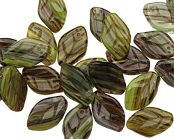 Czech Glass Citrus Zest Leaf Drop 8x12mm