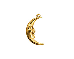 Stampt Antique Gold (plated) Crescent Moon Charm 11x19mm
