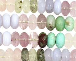 Multi Stone (chrysoprase, chalcedony, green tourmaline) Rondelle 6x10mm