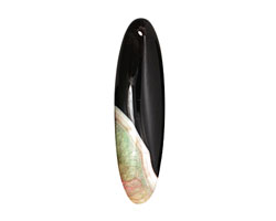 Black & Apple Green Agate Elongated Oval Pendant 20x70mm