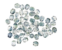 Czech Fire Polished Glass Dual Lustered Blue/Green Round 3mm