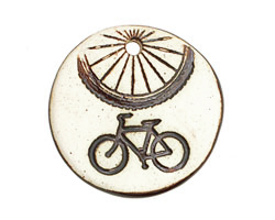 Earthenwood Studio Ceramic Oxidation Round Bicycle Pendant 36mm