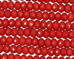 Coral Faceted Rondelle 4x6mm
