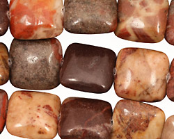 Red Conglomerate Jasper Puff Square 14mm