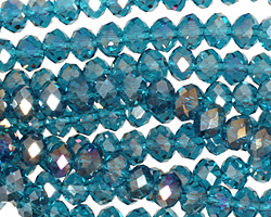 Teal AB Crystal Faceted Rondelle 6mm