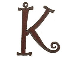 The Lipstick Ranch Rusted Iron Letter K Pendant 39x50mm