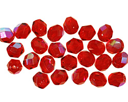 Czech Fire Polished Glass Ruby AB Round 6mm