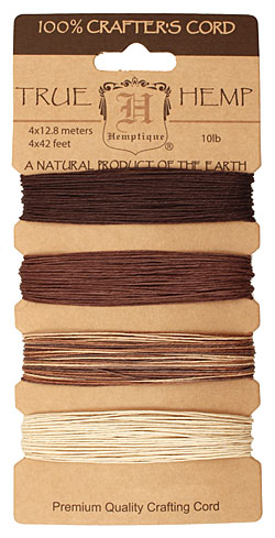 Earthy Hemp Twine 10 lb, 42 ft x 4 colors