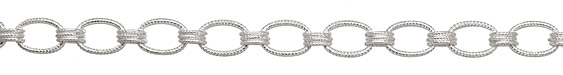 Silver (plated) Large Etched Single Triple Cable Chain