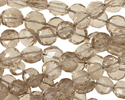 Smoky Quartz Faceted Coin 6-8mm