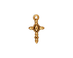 TierraCast Antique Gold (plated) Decorative Cross Charm 10x18mm