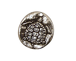 Green Girl Pewter Turtle Pendant 22mm
